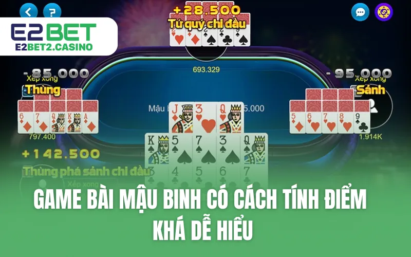 Game bài mậu binh có cách tính điểm khá dễ hiểu